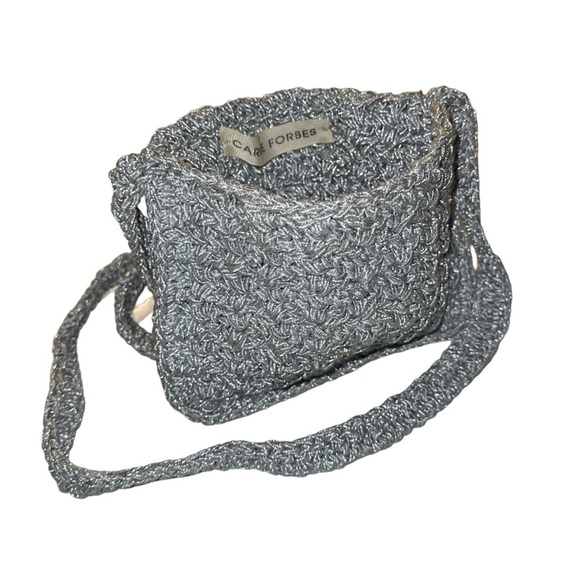 Carrie Forbes Vintage Crochet Satchel Handbag w/ Strap. Silver - Picture 7 of 11